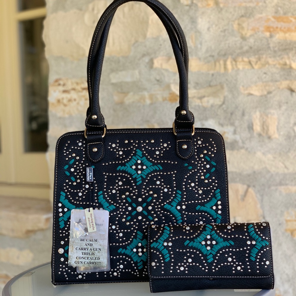 Montana west embroidery conceal handbag&wallet